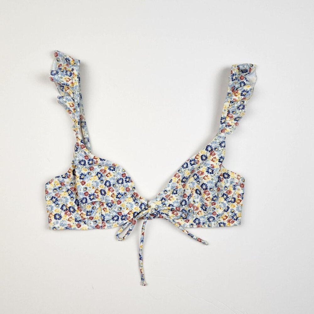 Abercrombie Ditsy Floral Ruffle Strap Underwire Bikini Top sz XS